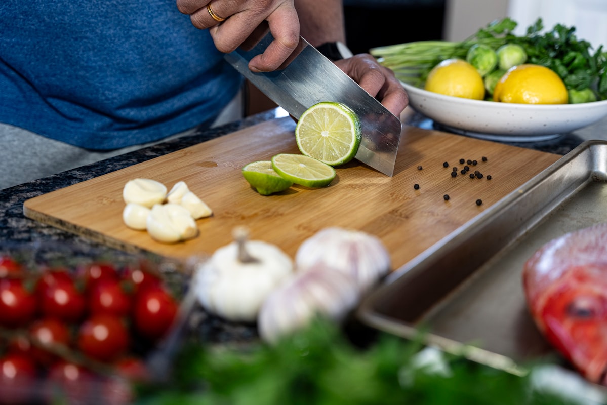 Healthy cooking preparation with fresh vegetables